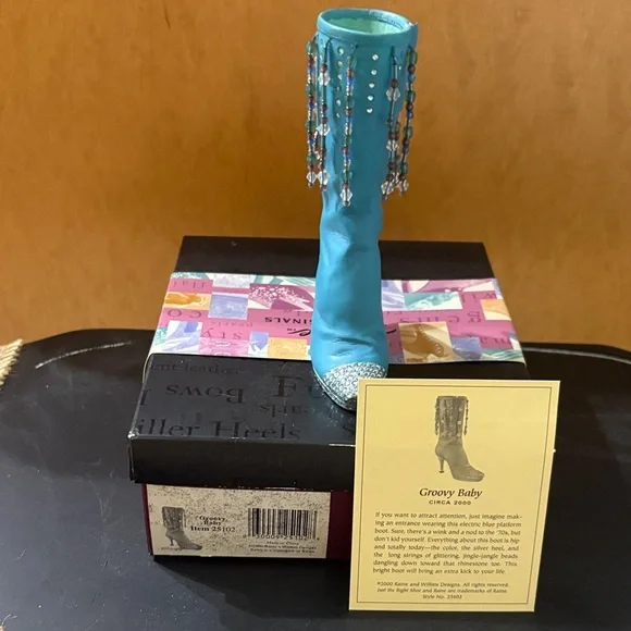 Just The Right Shoe Turquoise Beaded Heeled Boots - Picture 3 of 4